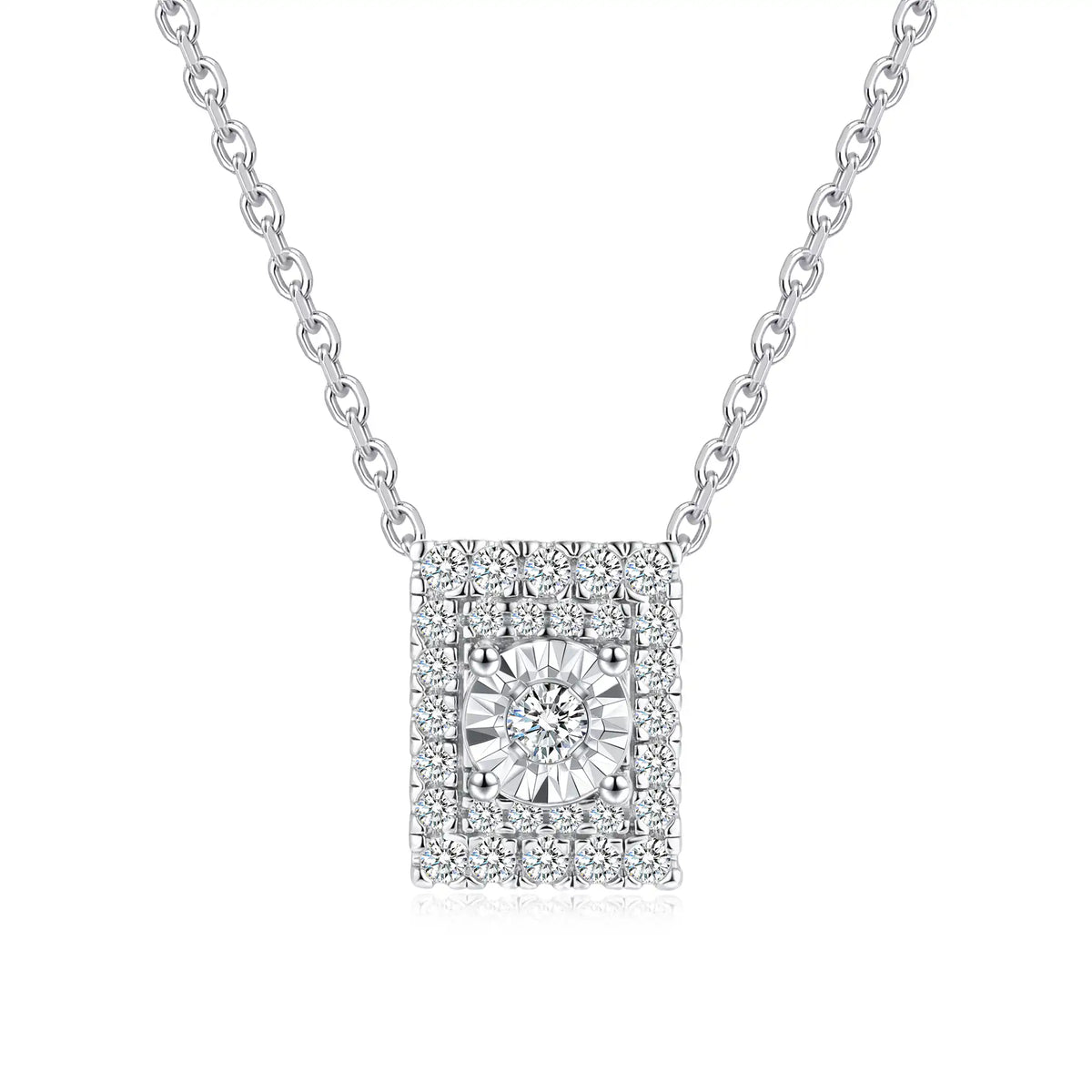 Radiant rectangle lab grown diamond pendant necklace in yellow gold tone