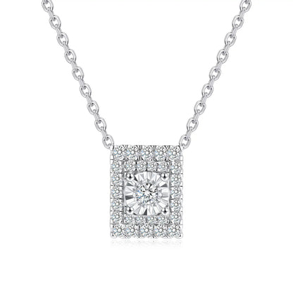 Radiant rectangle lab grown diamond pendant necklace in yellow gold tone