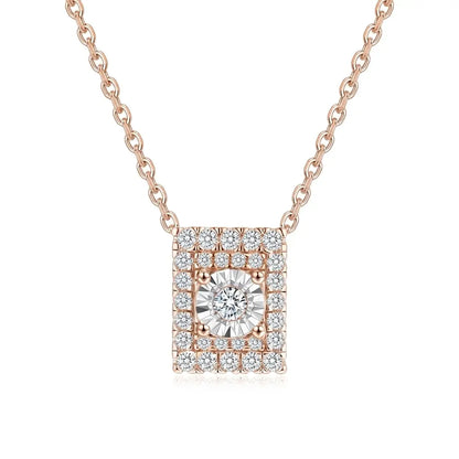Radiant rectangle lab grown diamond pendant necklace in rose gold tone