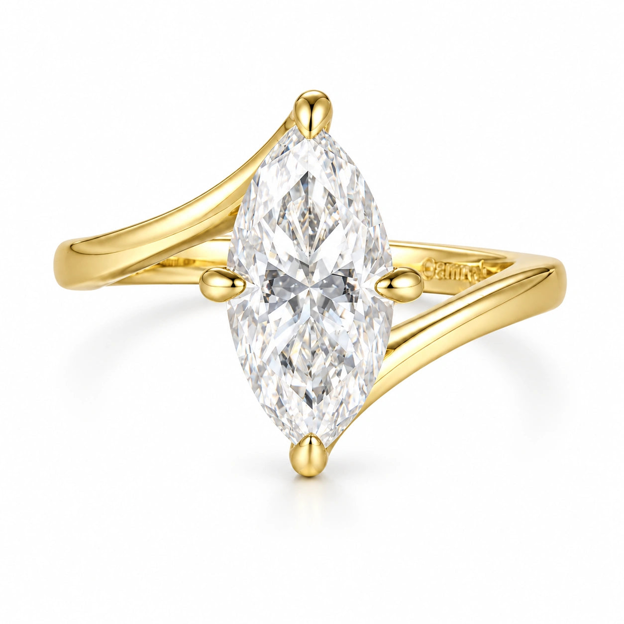 Marquise Moissanite Twist Ring in 925 Sterling Silver