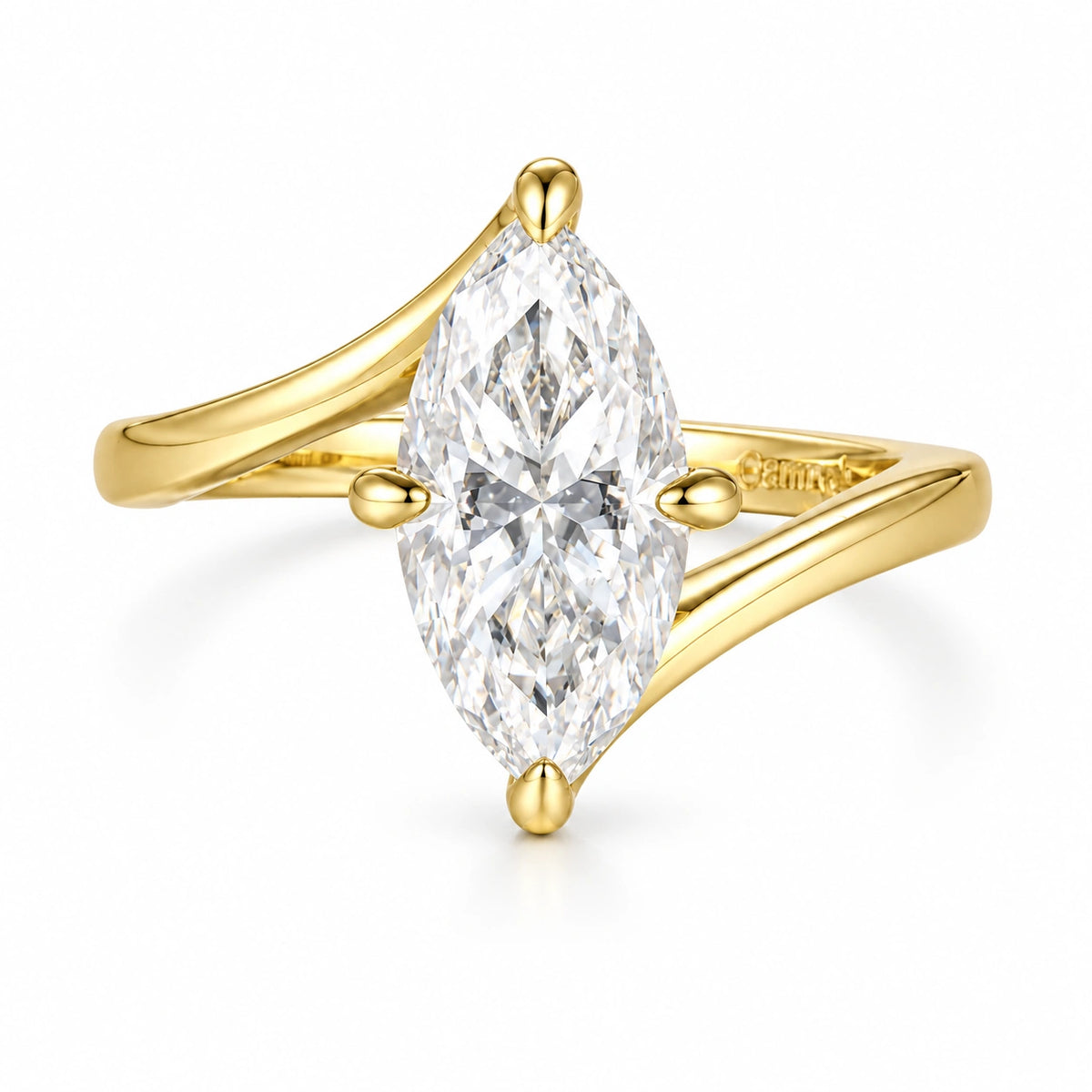 Marquise Moissanite Twist Ring in 925 Sterling Silver