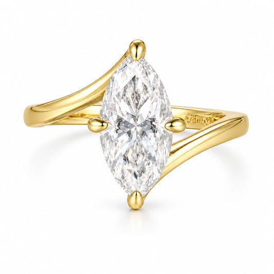 Marquise Moissanite Twist Ring in 925 Sterling Silver