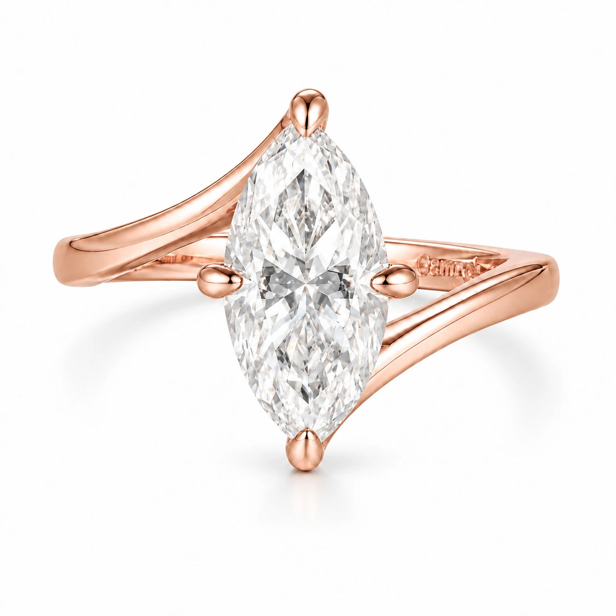 Marquise Moissanite Twist Ring in 925 Sterling Silver