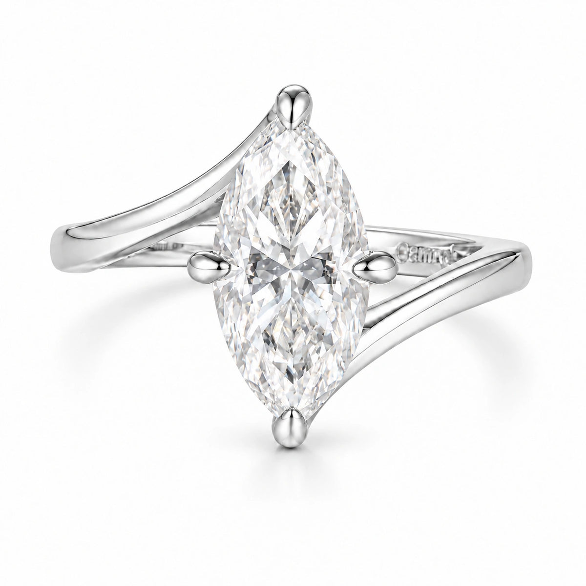 Marquise Moissanite Twist Ring in 925 Sterling Silver